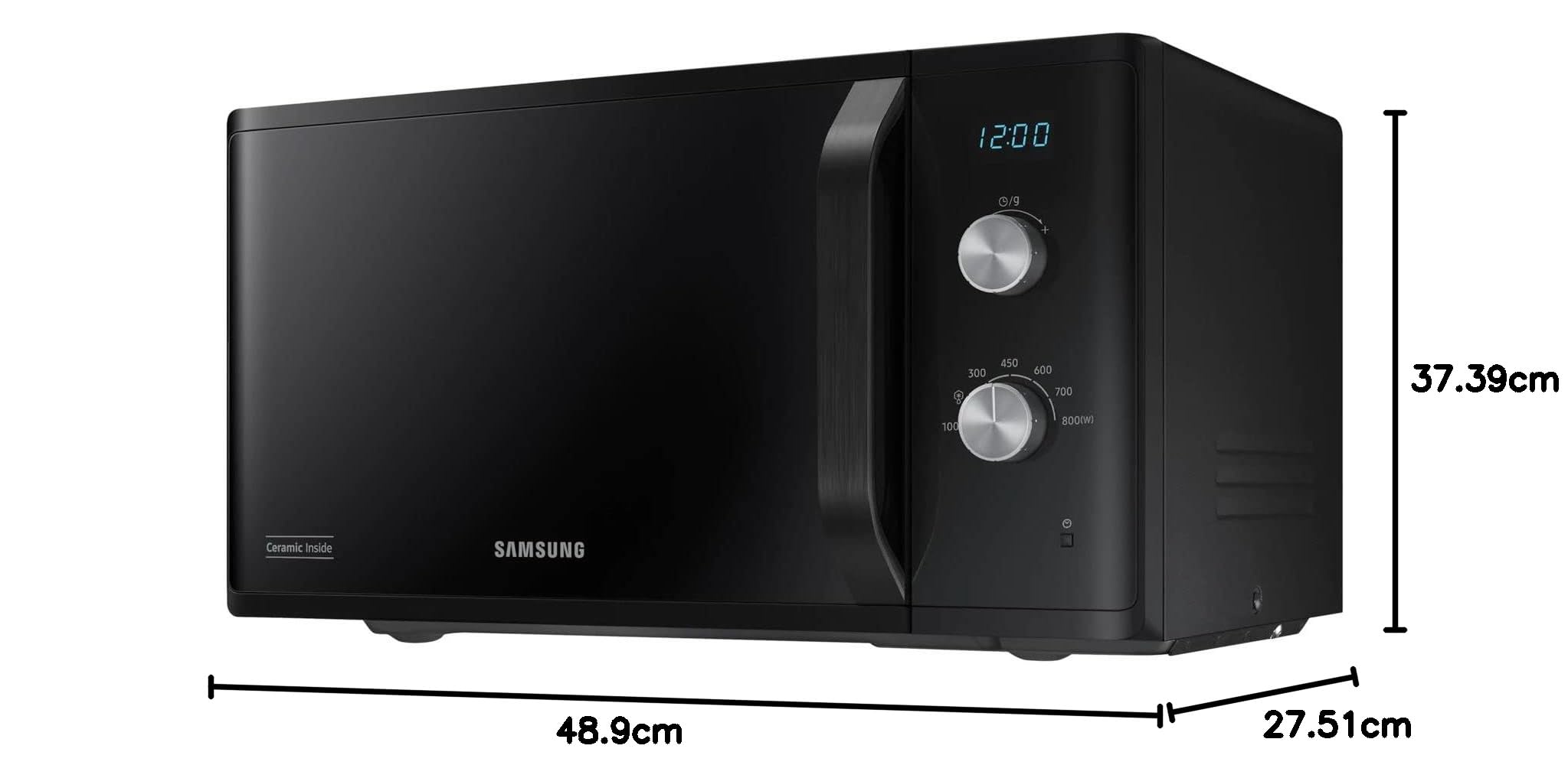 Samsung MS23K3614AK Comptoir - Micro-ondes (Comptoir, Micro-ondes uniquement, 23 L, 800 W, Rotatif, Noir)