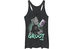 Junior's Universe Neon Baby Groot Tri-Blend Racerback Layering Tank