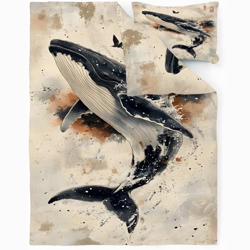 Housse de couette 200x200 cm avec 2 taies d'oreiller La Baleine Bedding - 2