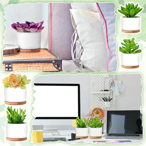 Pots de fleurs blancs pour décoration de table de bureau et salon moderne