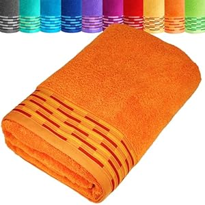 Lashuma sauna badlaken Lugano, badhanddoek 200 x 80 cm, oranje strandlaken katoen