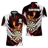 Personalized Dart Shirts for Men, Custom Flame Dart Jersey for Team, Dart Polo Shirts, Men's Dart Shirts, Dart Gifts for Men (Polyester, Dart 55)
