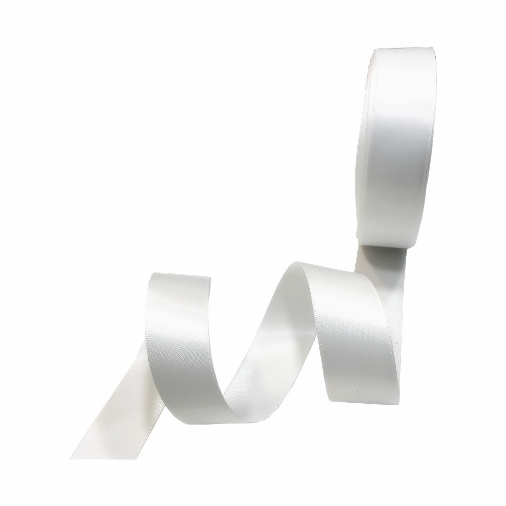 QIANF 3/8 Inch Wide Double Face Satin Ribbon No Fading Woven Ribbon - 25 Yard (112-White)