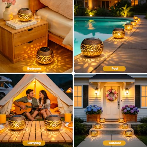 Faroles solares impermeables exterior de cobre de mesa para jardín y patio de JMEXSUSS paquete de 2 6