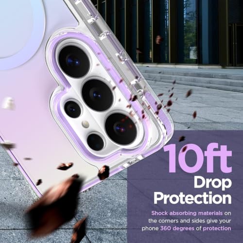 Image of Magnetic Case for Samsung Galaxy S26 Ultra [Compatible with Magsafe] [Anti-Yellowing] [1 Screen Protector] Slim Clear Iridescent Case for Galaxy S26 Ultra 6.9 inch, Purple