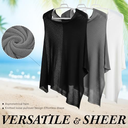 Image of Women Sheer Poncho Shrug Summer Sheer Blouse Top Lightweight Poncho Bolero for Evening Dress