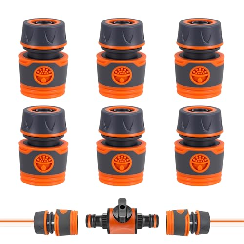 Conector de manguera de 1/2 pulgadas, 6 unidades, conector de manguera resistente, conector de grifo para herramientas de jardín, agricultura, césped, sistema de riego de jardín, mangueras de conexión