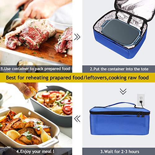 Aotto Portable Food Warmer,Lunch Bag,Personal Mini Oven,Prepared Meals Reheating & Raw Food,110V for Home Kitchen,Office,Travel (Blue)
