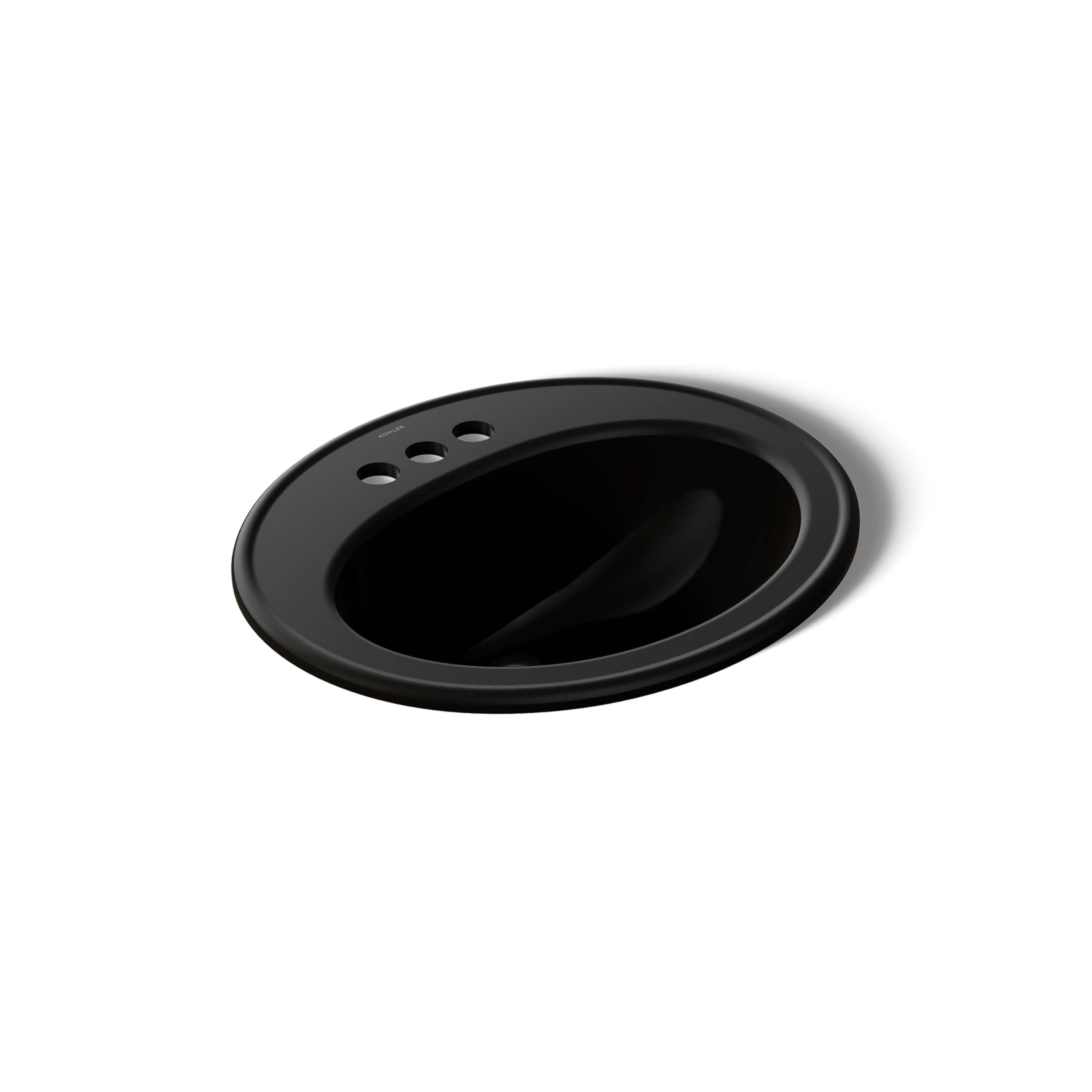 KOHLER K-2196-4-7 Pennington Self-Rimming Bathroom Sink, Black Black