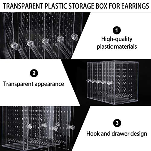Boîte de rangement transparente plastique 5 tiroirs verticaux boucles d'oreilles