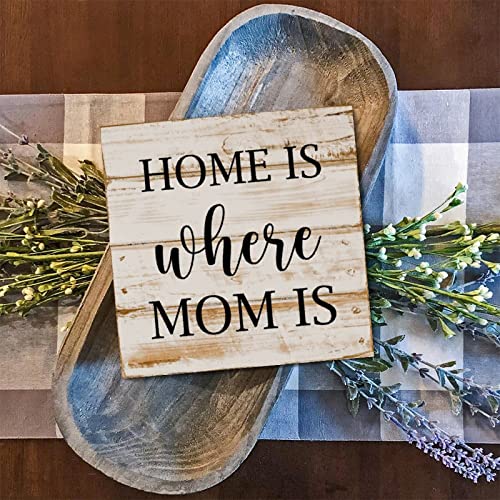 Religious-Sayings-Lettering-Wood-Signs-Home-is-Where-Mom-is-Wall-Art-Sign-Farmhouse-Style-Wall-Decor-Modern-Pictures-Hanging-Sign-for-Bedroom-Living-Room-Home-Kitchen-Decor-12x12in Religious Sayings Lettering Wood Signs Home is Where Mom is Wall Art Sign Farmhouse Style Wall Decor Modern Pictures Hanging Sign for Bedroom Living Room Home Kitchen Decor 12x12in