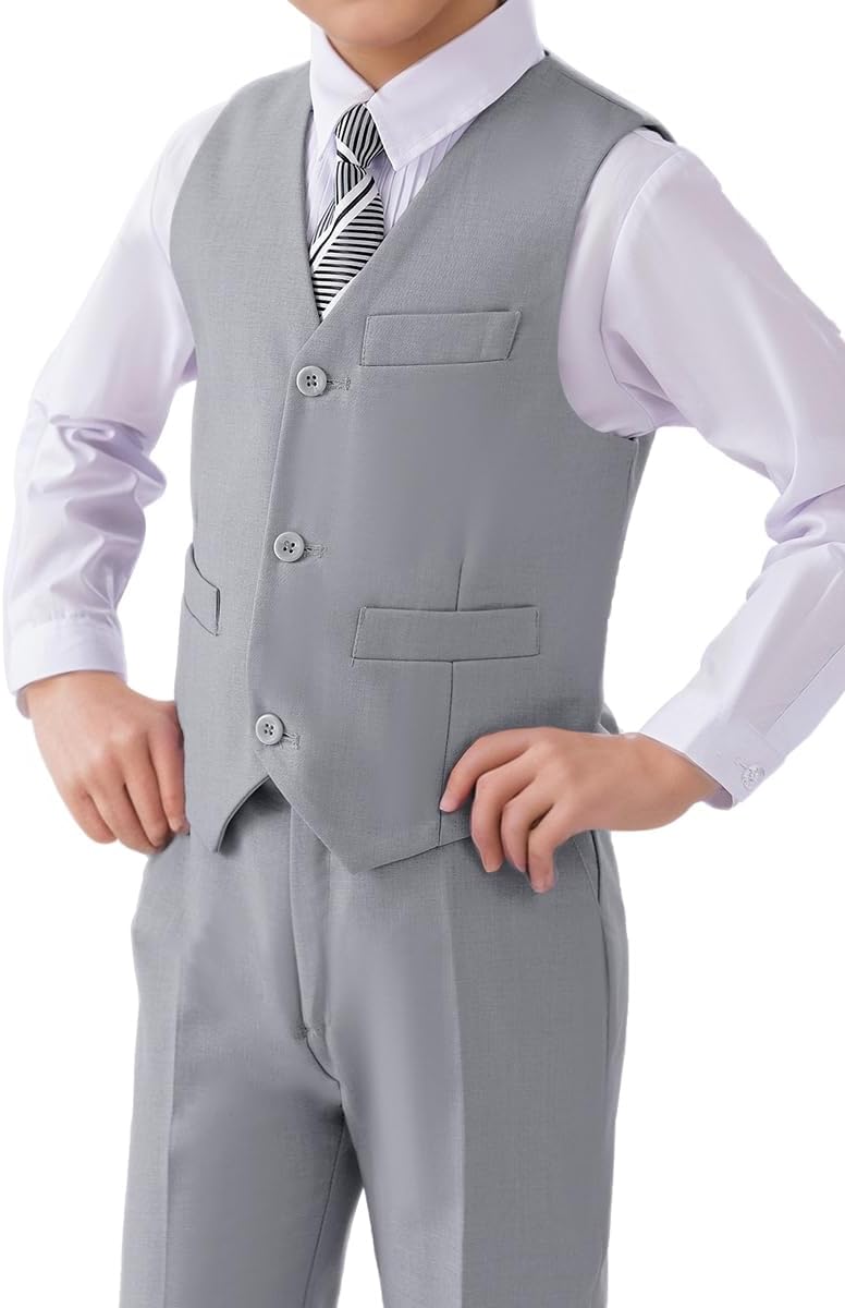 Visaccy Boys Vest Kid Boy Formal Suit Vests for Wedding School