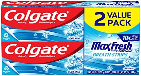 Colgate Max Fresh Toothpaste with Mini Breath Strips, Cool Mint, 2 Count