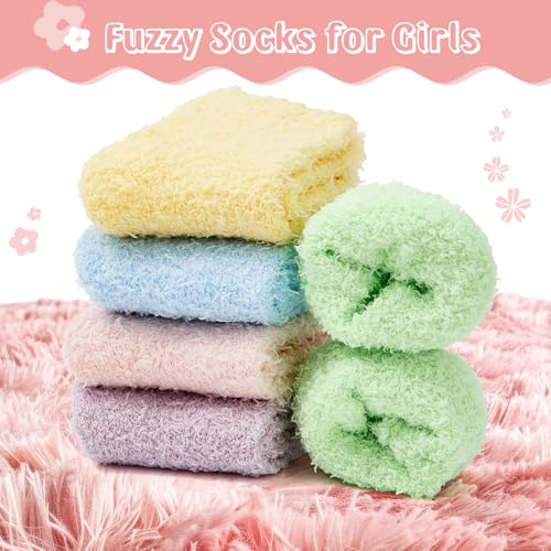 Durio 5 Pairs Kids Fuzzy Socks - Ultra Soft Warm Slipper Toddler Winter Socks, Cozy Fluffy Plush Crew Sock for Boys Girls4