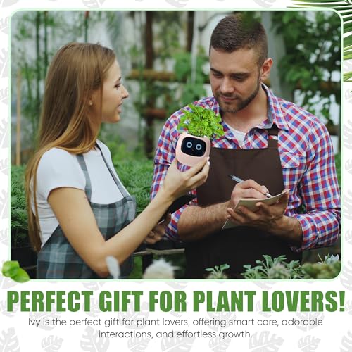 Image of Interactive Plant Pot - Smart Planter, AI Pet Plantagotchi, tamagotchi, Leafypod and Plantiboy, Robot Flower with Feelings, Electric Maceta, Indoor Flowerpot with Water, Digital Gifts (Pink)
