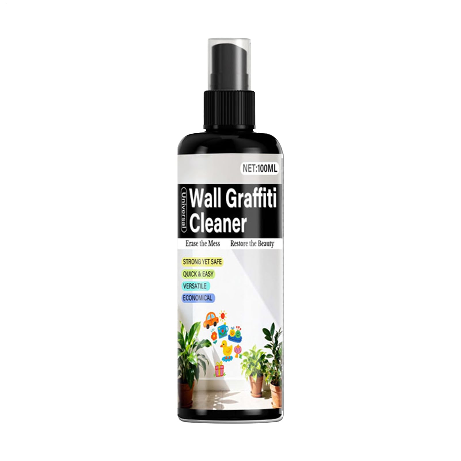 Dissolvant de peinture en spray - 100 ml - Effaceur d'encre - 14 x 3,9 cm - Facile à utiliser - Accessoire de nettoyage portable - Nettoyage de surfaces avec design pratique - Outil de nettoyage pour