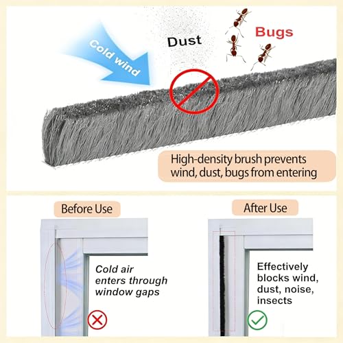 Image of Door Gap Sliding Window High Viscosity Sealing Strip (0.9 inchx0.4 inchx32.8FT), Shock Absorbing Buffer Sound and Noise Reduction, Weatherproof Sealing Strip (Grey)