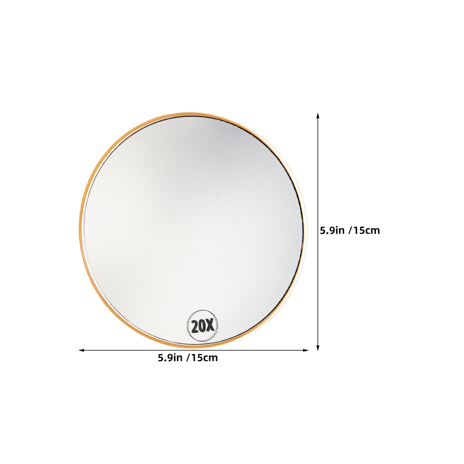 CALLARON Espejo de Maquillaje Aumento 20X Redondo de 15 CM Ventosa Fuerte sin Taladro Color Dorado 2 Piezas Espejo de Viaje para Cejas y Limpieza Facial Compacto y Portátil para Baño