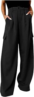 Pantalones cargo rectos de cintura alta para mujer, con múltiples bolsillos, holgados, elásticos, pierna ancha, para exteriores y senderismo