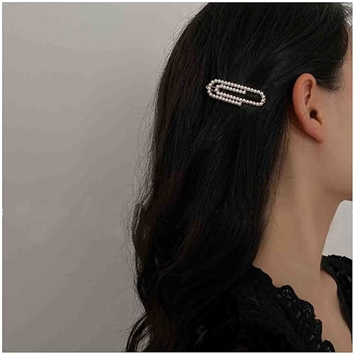 Pinzas para el cabello con forma de clip de perlas, pasadores de pelo con forma de clip de papel dorado, pinzas para el cabello, accesorios para el