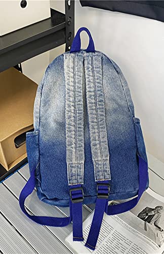 Image of MaxxCloud Vintage Denim Laptop Backpack Casual Canvas Daypack Handbag Purse Lightweight Rucksack Shoulder Bag