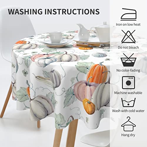 Sweetshow Thanksgiving Fall Round Tablecloth 60 Inch For Watercolor Autumn Pumpkin Tablecloth Polyester Washable Circle Table Cover Table Cloth For Kitchen Dining Room Picnic Patio Wedding Party #TOP2