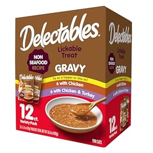 Hartz Delectables Gravy Non-Seafood Lickable Wet Cat Treat & Food Topper, Chicken Flavor Variety, 12 Pack, 1.40 Ounce (Pack of 12)