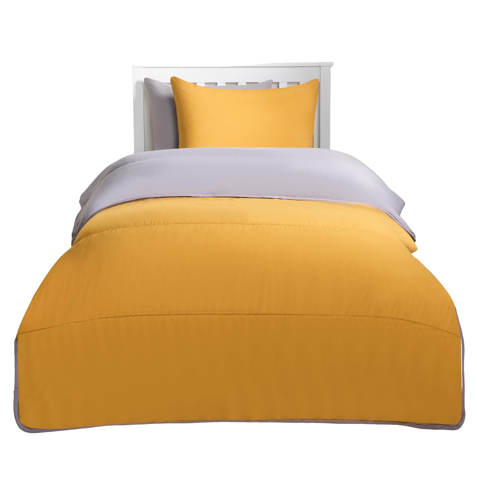Ohs Coverless 10.5 Tog Reversible Duvet & PillowcaseGrey/ochreSingle from B&Q