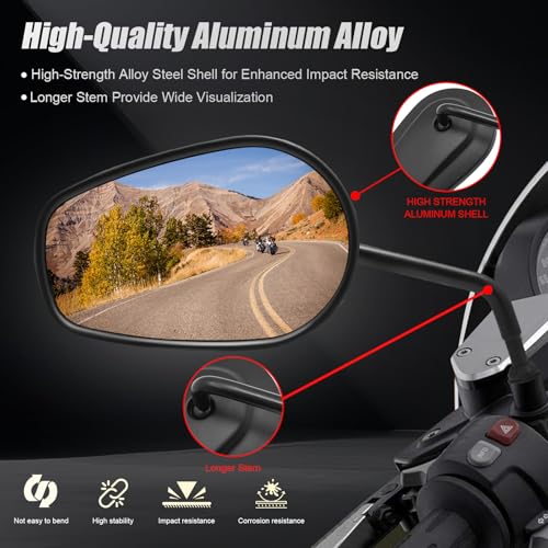 Image of Black 8mm Teardrop Rearview Mirrors for Harley Touring Street glide Road glide Road king Electra glide Tri glide Freewheeler Street XG750 Sportster XL883 1200 Softail Street Bob Low Rider Dyna