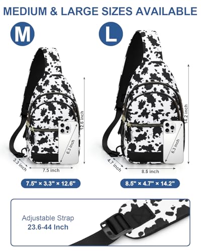 Image of Capolo Sling Bag for Women Men Waterproof Crossbody Bags for Women Trendy Casual Fanny Pack with Convertible Shoulder Strap Chest Bag for Travel Hiking(Cow Print, Medium)