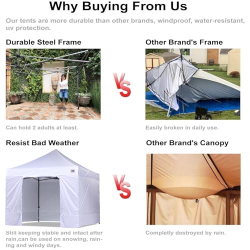 Image of ABCCANOPY Heavy Duty Easy Pop up Canopy Tent with Sidewalls 10x15,Strip SkyBlue