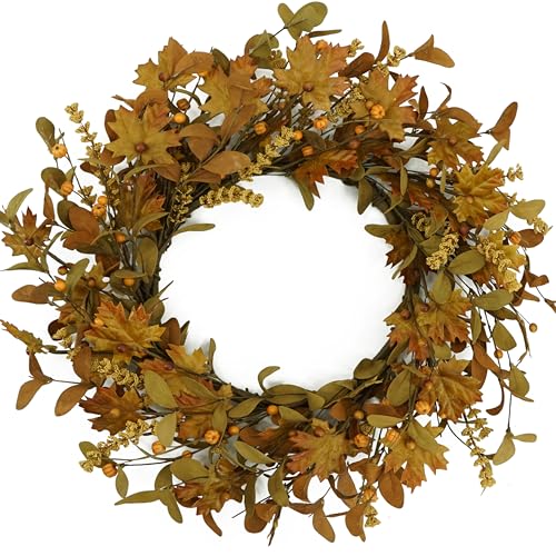 Artificial-Fall-Wreaths-for-Front-Door-Autumn-Door-Wreath-with-Eucalyptus-LeavesMaple-LeavesSmall-PumpkinBerries-for-Front-Door-Indoor-Outdoor-Farmhouse-Home-Wall-Window-Festival-Wedding-Decor Artificial Fall Wreaths for Front Door Autumn Door Wreath with Eucalyptus LeavesMaple LeavesSmall PumpkinBerries for Front Door Indoor Outdoor Farmhouse Home Wall Window Festival Wedding Decor
