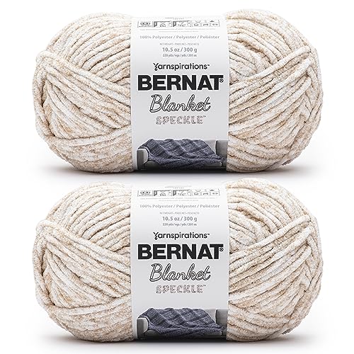 Image of Bernat Blanket Speckle Cream Yarn - 2 Pack of 10.5oz /300g - Polyester - #6 Super Bulky - 220 Yards - Knitting & Crochet