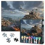 Rompecabezas de 1000 piezas para adultos, colección militar de la Segunda Guerra Mundial, obra de arte de aviones de combate e imágenes del tanque de batalla principal, rompecabezas histórico de