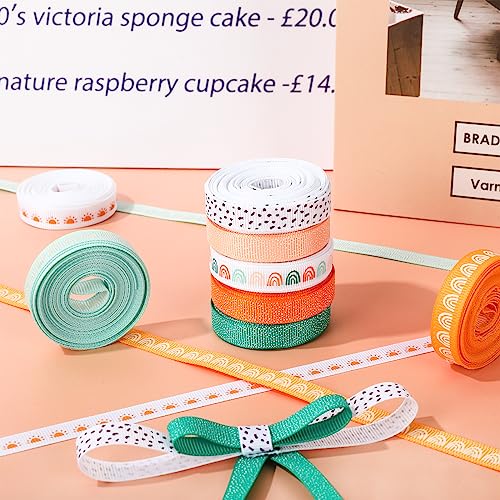 Image of Whaline 8 Rolls Boho Ribbon 40 Yards 0.4 Inch Grosgrain Ribbon Colorful Boho Sun Fabric Craft Ribbons for Back to School Wreath Bow Making Gift Wrapping Decor DIY Crafts