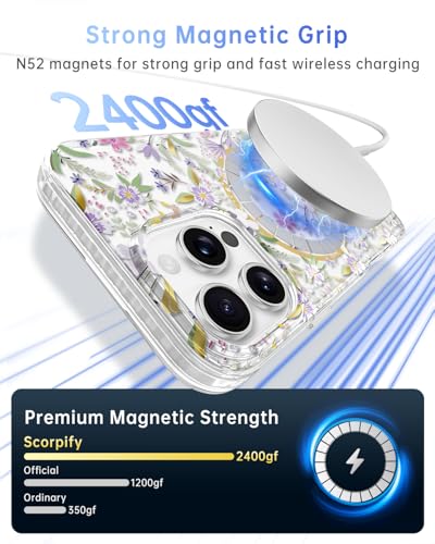 Coque iPhone 16 Pro Max transparente MagSafe fine antichoc motif fleurs - 4