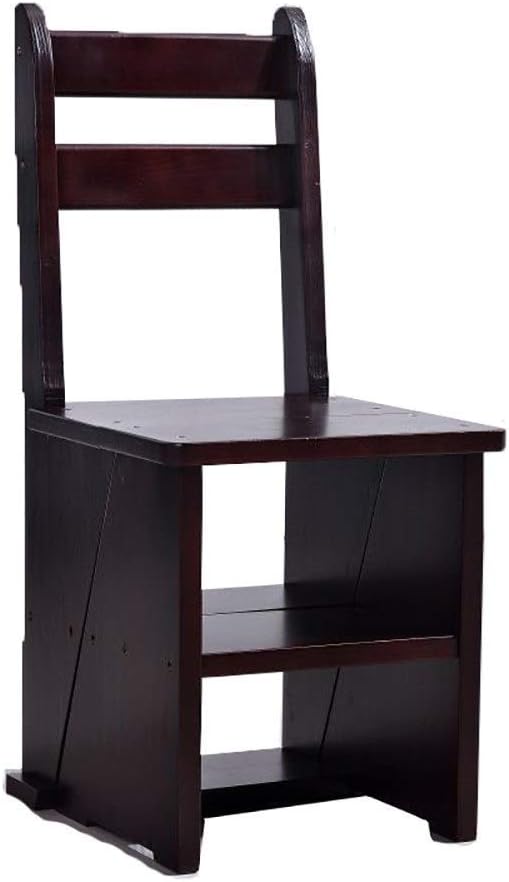 Wooden Stair Ladder for The Home Multifunctional Ladder for Stair Chairs Indoor Climbing Ladder, 380X420X850Mm Step Ladder (Dark Brown)/Brown