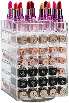XL Rotatable High Transparent Clear Acrylic Spinning Lipstick Tower 86 Slot Vitreous Make Up Lipgloss Storage Rack ContainnerXL-C048-7