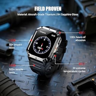 Military Smart Watch for Men(Answer/Make Calls),2.01"Fitness Watch with Compass/Flashlight/100 Days Battery/Heart Rate/SpO2/Sleep Monitor/100+ Sports/IP68 Waterproof,Outdoor Smartwatch for Android iOS