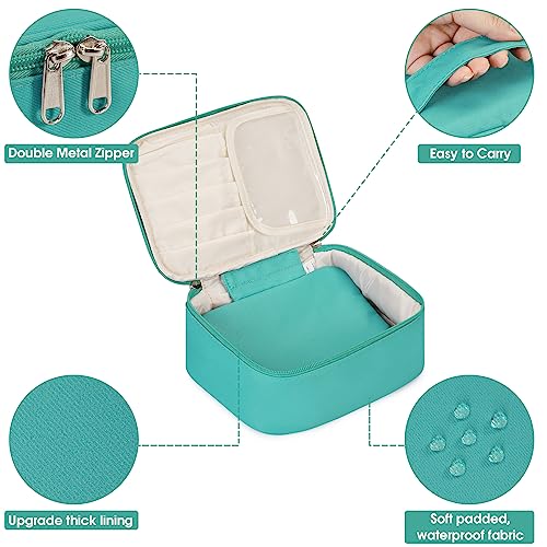 Image of Travel Makeup Bag Large Cosmetic Bag Make up Case Organizer for Women and Girls, C Teal