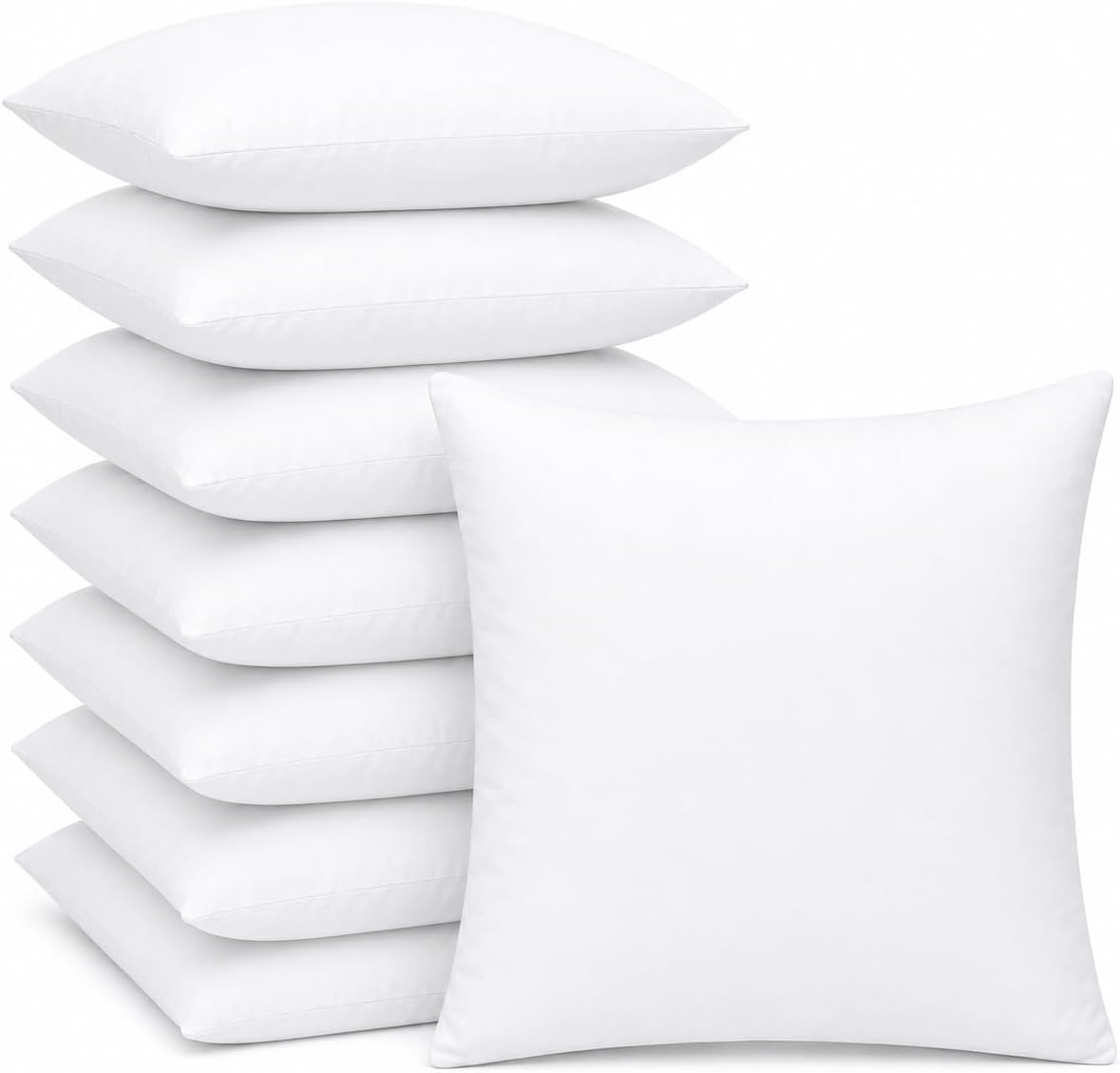 16 x 16 Inch Throw Pillow Inserts – Set of 8 Square Cushions with Polyester Fill for Decorative Pillow Covers