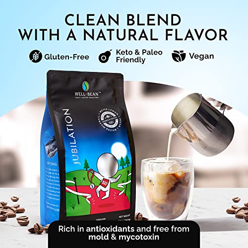 Well-Bean Coffee - Jubilation Blend Ground Coffee Beans, Colombian And Nicaraguan Ground Coffee, Gluten-Free Vegan Keto Coffee Ground, Medium Roasted Coffee, 12 Oz #TOP5