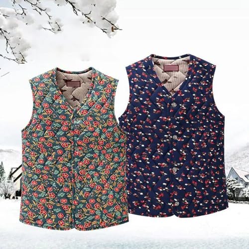 Chaleco de algodón grueso para mujer de estilo chino chaleco acolchado sin mangas 3