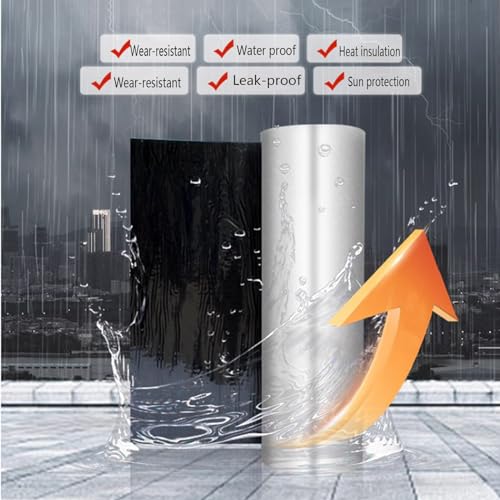 Cinta autoadhesiva de asfalto para reparación de techos, sello impermeable y de protección UV, rollo de papel de aluminio de betún, 60 cm x 10 m, ideal para grietas y sellado de superficies