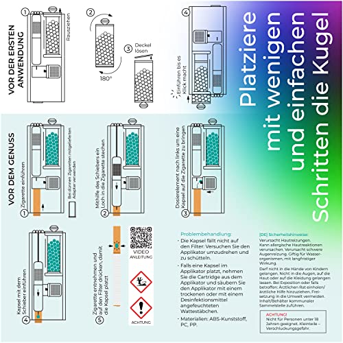 Flavouroom - Premium Applikator Set inkl. 100 Mix Kugeln I DIY Mix Kapseln Filter für unvergesslichen Flavour Geschmack I Kapselfüller I aromatische Click Hülsen Kugeln I nachfüllbar