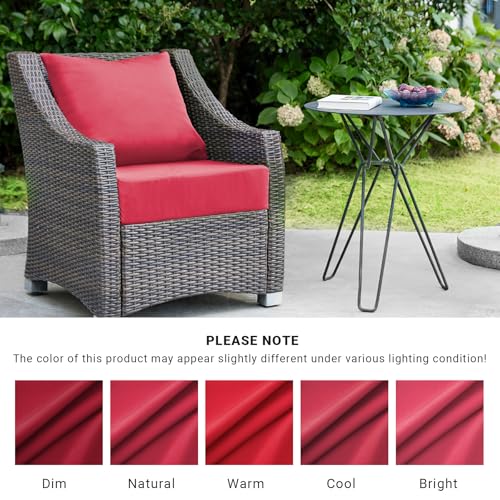 Image of IPYNBAP Outdoor Cushions for Patio Furniture,Outdoor Seat Cushion Set 24 x 24 x 4 Inch,Waterproof & Fade Resistant Outdoor Chair Cushions,Deep Patio Chair Cushion with Removable Cover,Burgundy