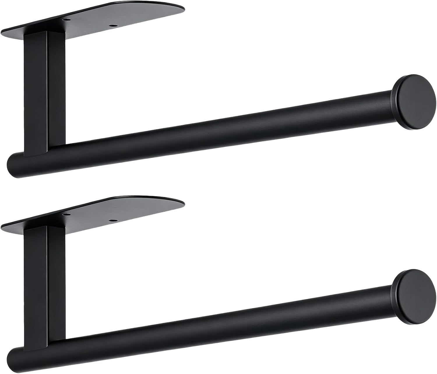 2 Pack Paper Towel Holder, Wall Mount, Under Cabinet, Black