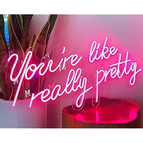 Large Neon Signs You're like really pretty LED Neon Light for Bachelorette Party Engagement Party Birthday Neon Light for Wall Decor LED Tube Sign for Decor Pink Christmas Party 25.6 x 11.81 IN Cover