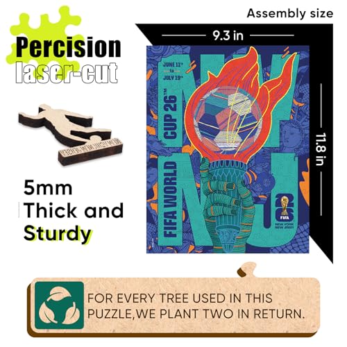 Image of FIFA World Cup 2026 City Puzzle NYNJ Poster - Wooden Puzzle for Adult, 200 Pieces Unique Shape Puzzle, 5MM Thick, Creative Collectible Gift for Fans, Officially Licensed Product, 9.3x11.8''
