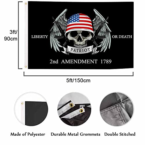 Swono Liberty Or Death 3X5 Flag 2Nd Amendment 1789 Flags Military Skull Usa Flag Gun Helmet Flag Outdoor Flag Garden Yard Outdoor Outside Decorative Flag #TOP1